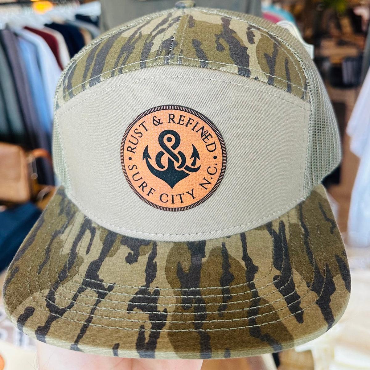 R&R Anchor Green Bark Camo 7-Panel Hat