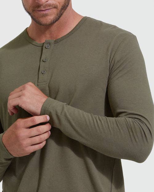 True Classic - Long Sleeve Henley | Military Green, view 5