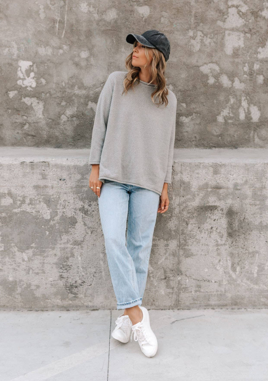 Long Sleeve Pullover Sweater Cement