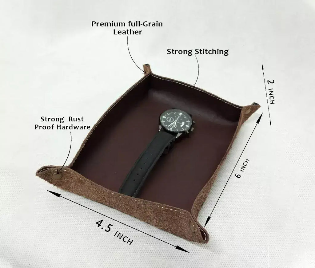 Desk Organizer Leather Valet Dump Tray for Men, view 6