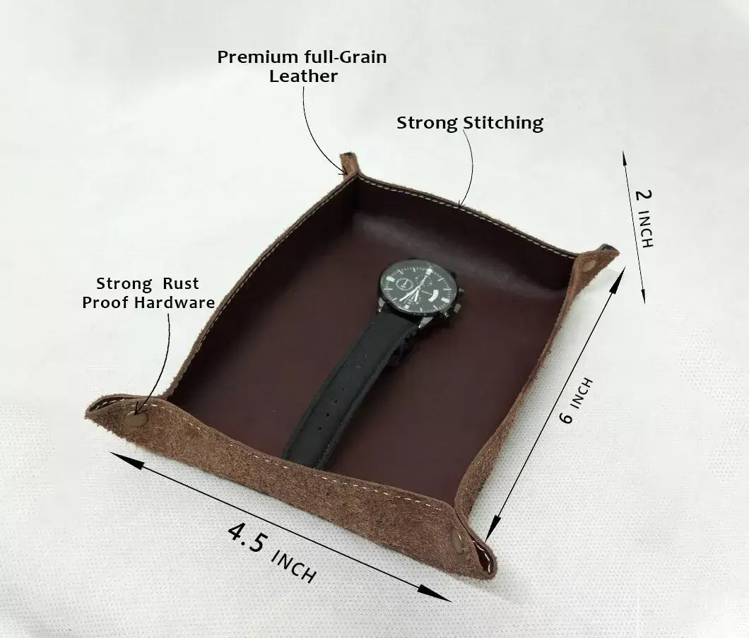 Desk Organizer Leather Valet Dump Tray for Men, view 6