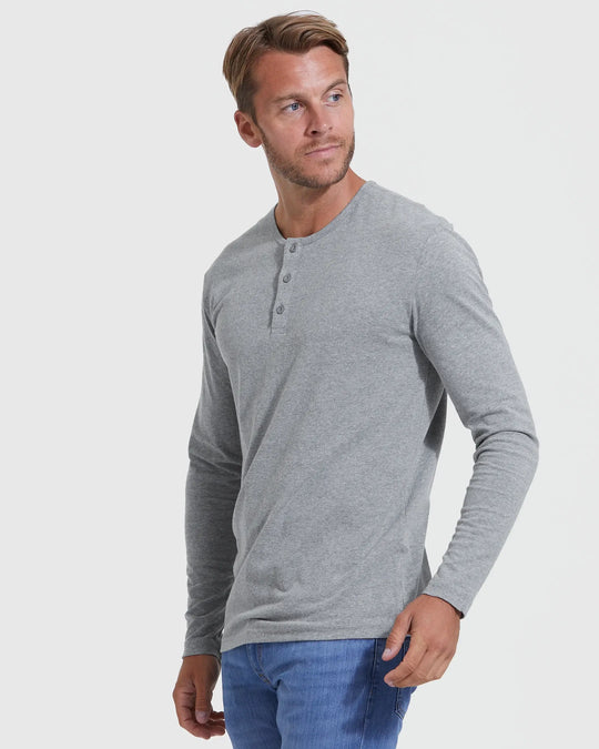 True Classic - Long Sleeve Shirt | Henley | Heather Gray