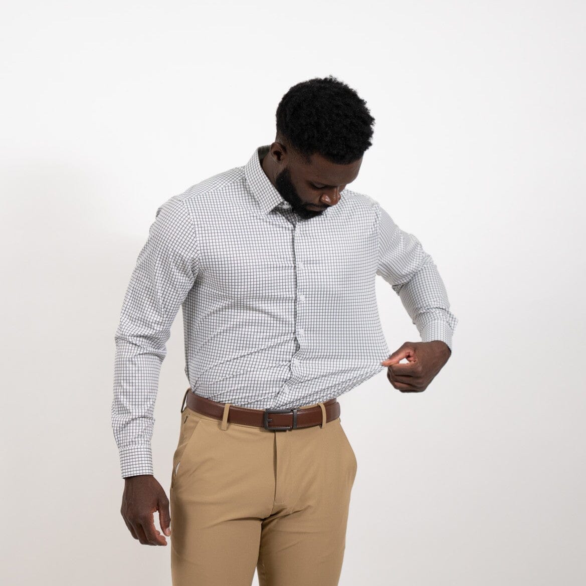 Hustle Sport Shirt - Long Sleeve - Grey Mini Grid