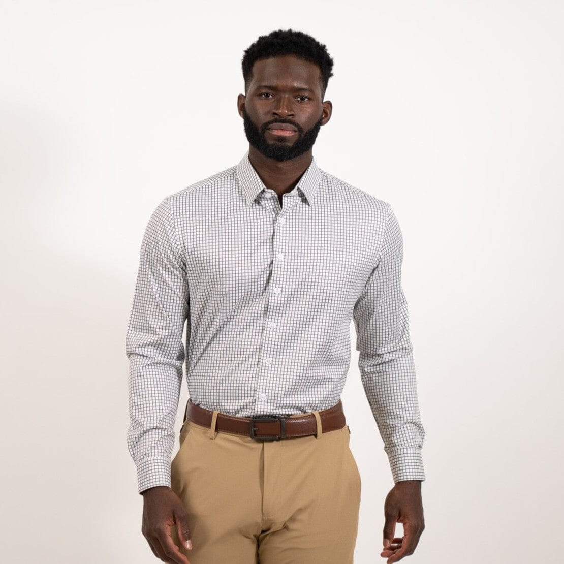 Hustle Sport Shirt - Long Sleeve - Grey Mini Grid