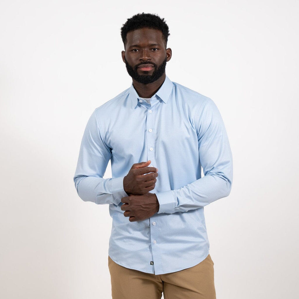 Hustle Sport Shirt - Long Sleeve - Blue Micro Houndstooth