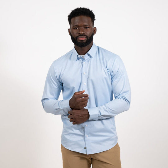 Hustle Sport Shirt - Long Sleeve - Blue Micro Houndstooth