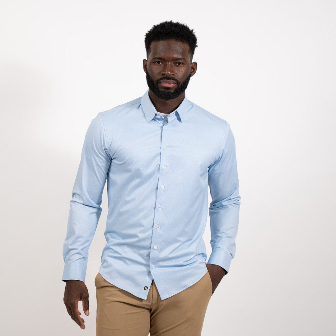 Hustle Sport Shirt - Long Sleeve - Blue Micro Houndstooth