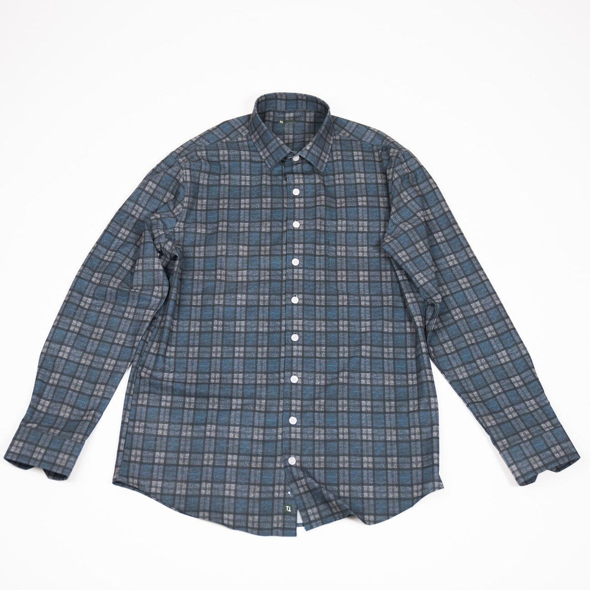 Hustle Sport Shirt - Long Sleeve - Navy Grey Flannel