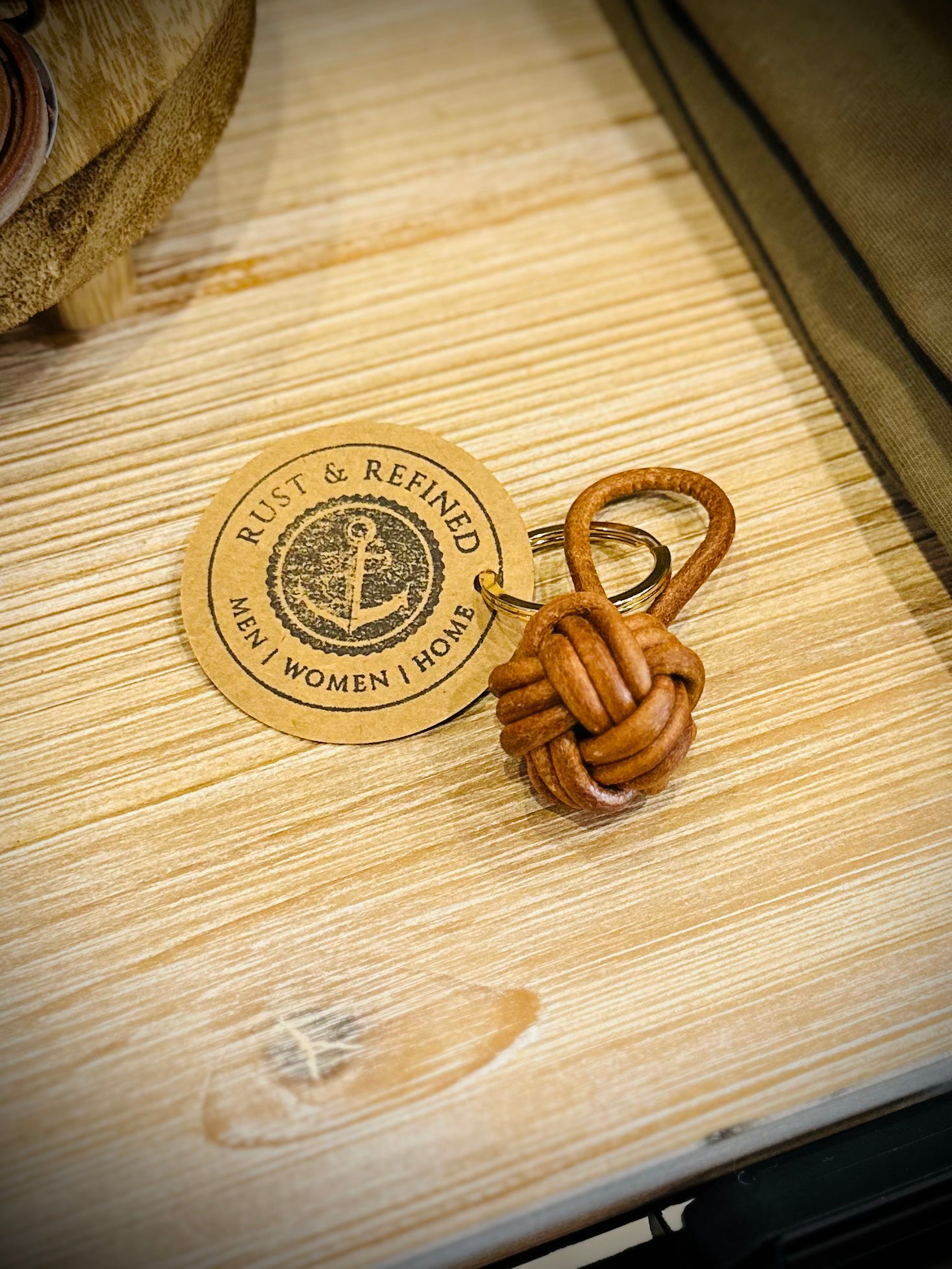 Leather Woven Ball Key Ring Pendant
