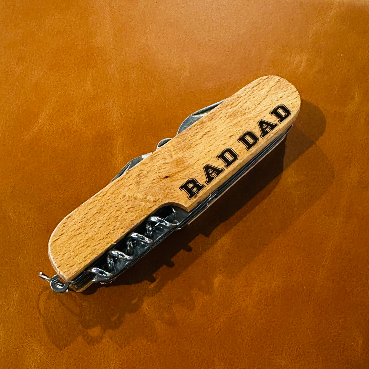 Rad Dad Engraved Pocket Knife engraved wooden handle