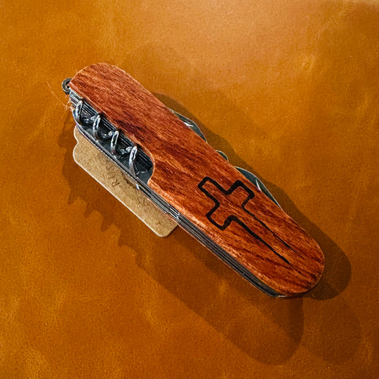 Cross Engraved Pocket Knife
