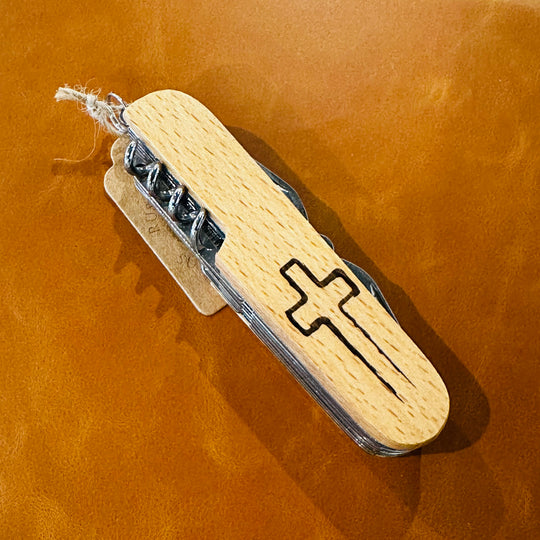 Cross Engraved Pocket Knife
