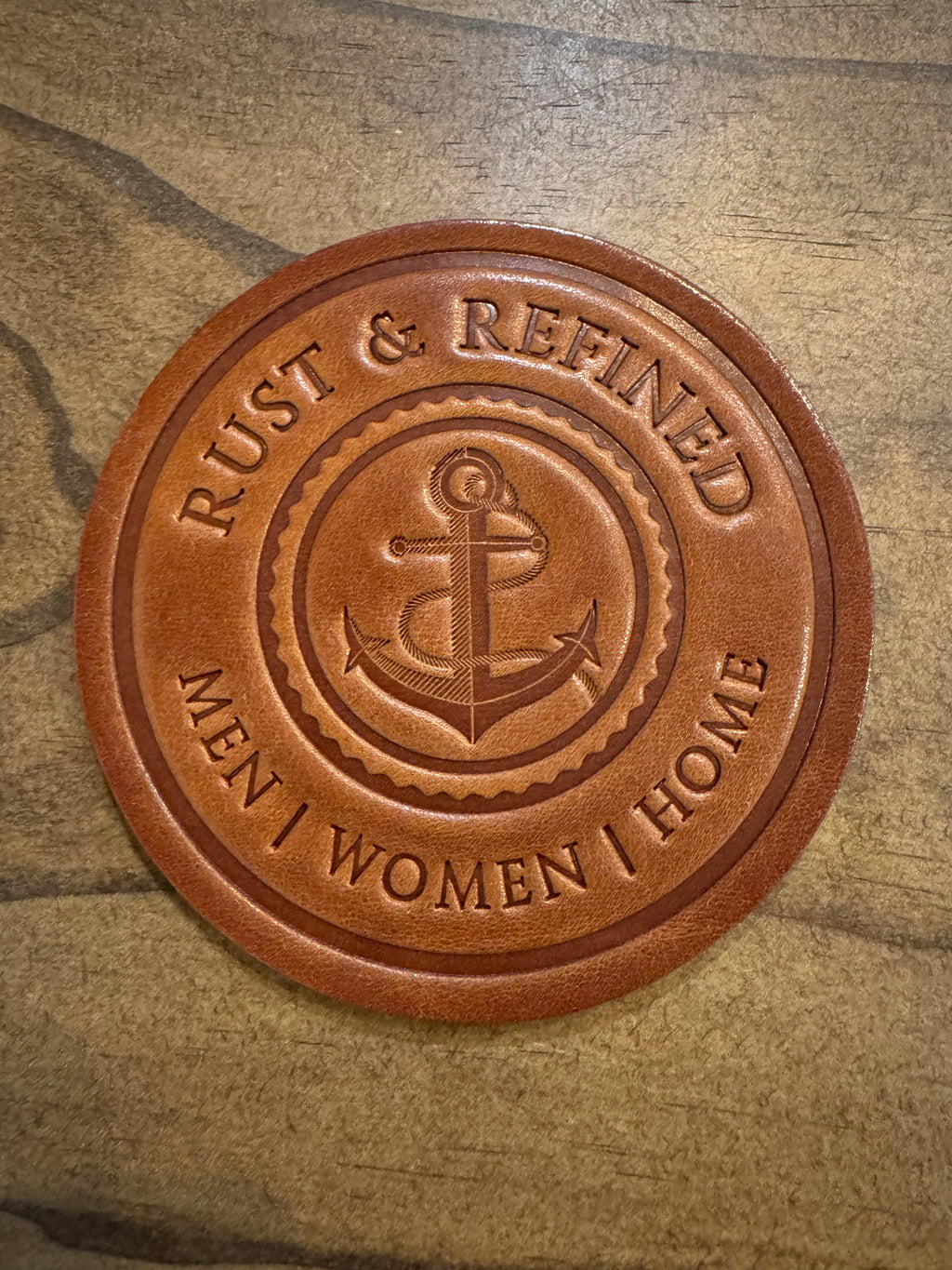 Premium Handcrafted Leather Coaster - Rust & Refined