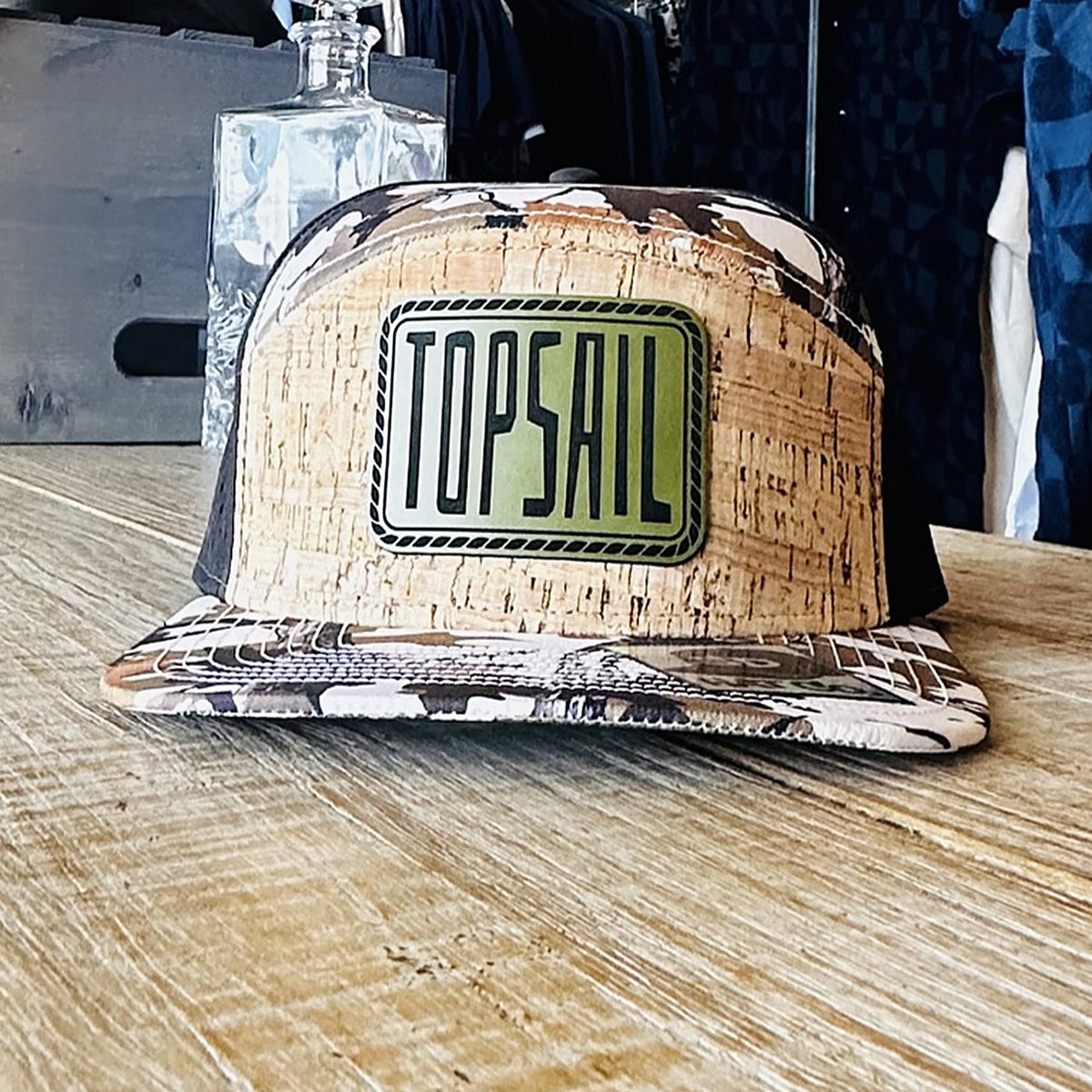 Topsail Camo Cork 7-Panel Hat at Rust & Refined in Surf City, NC
