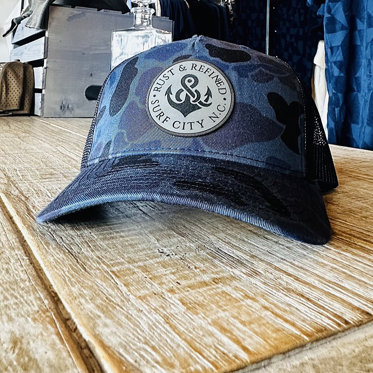 R&R Anchor Dark Blue Camo Trucker Hat