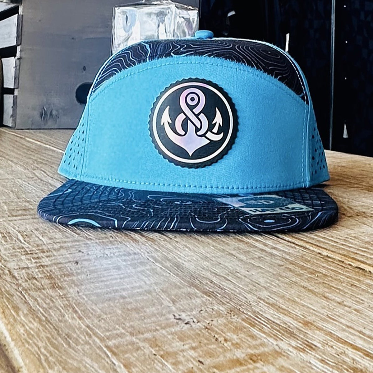 R&R Anchor Topo 7-Panel Hat - Light Blue at Rust & Refined in Surf City, NC