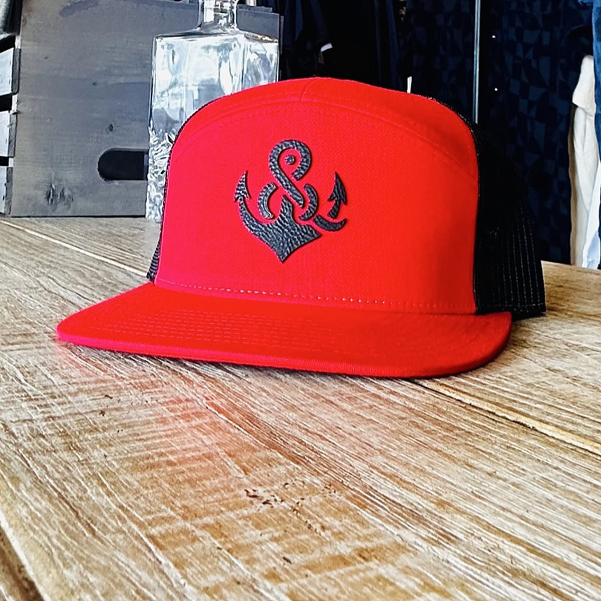 R&R Anchor 7-Panel Hat - Red at Rust & Refined in Surf City, NC