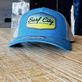 Surf City Script Trucker Hat - Blue/White at Rust & Refined in Surf City, NC