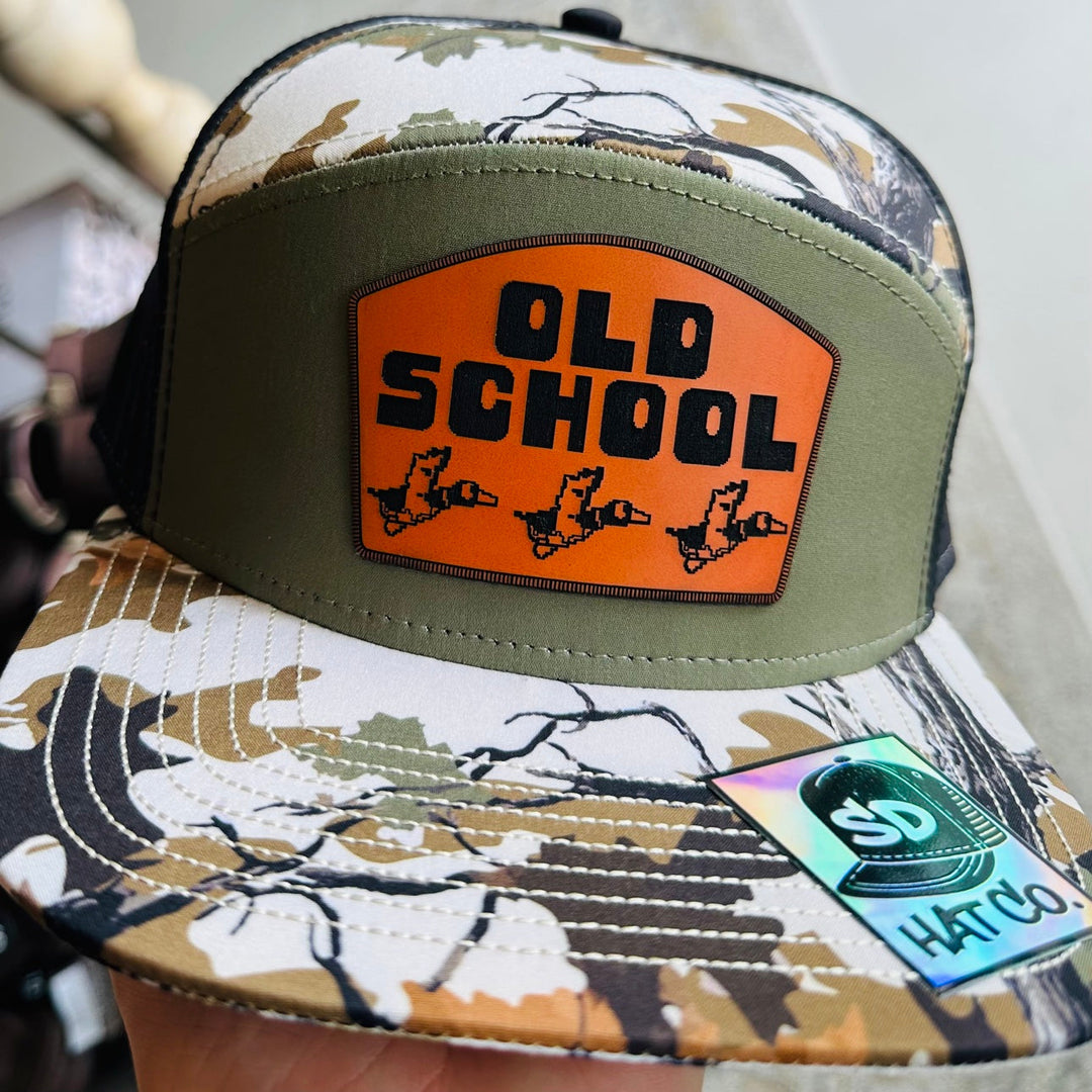 Old School White Camo 7-Panel Hat