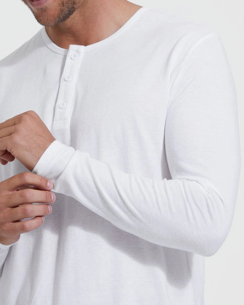 True Classic - Long Sleeve Henley | White, view 5