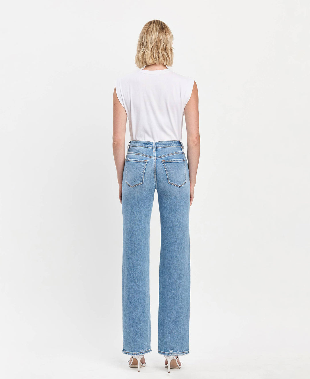 High Rise Full Length Straight Leg Jeans