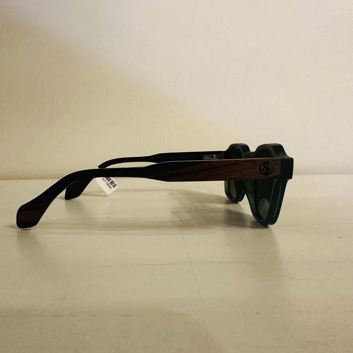 Green frame wooden sunglasses other side