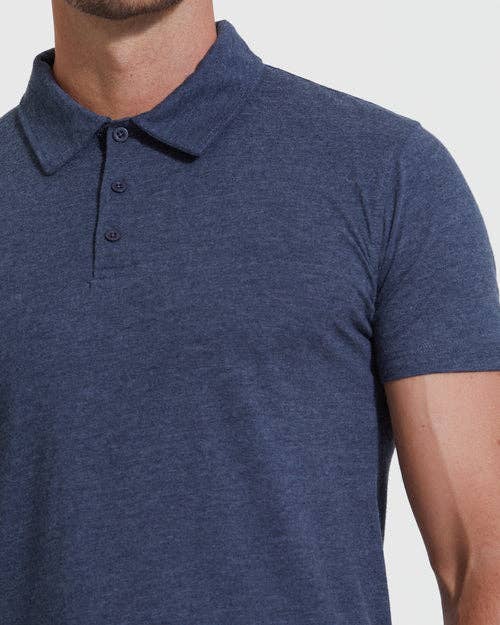 Short Sleeve Shirt | Polo | Heather Navy, view 5