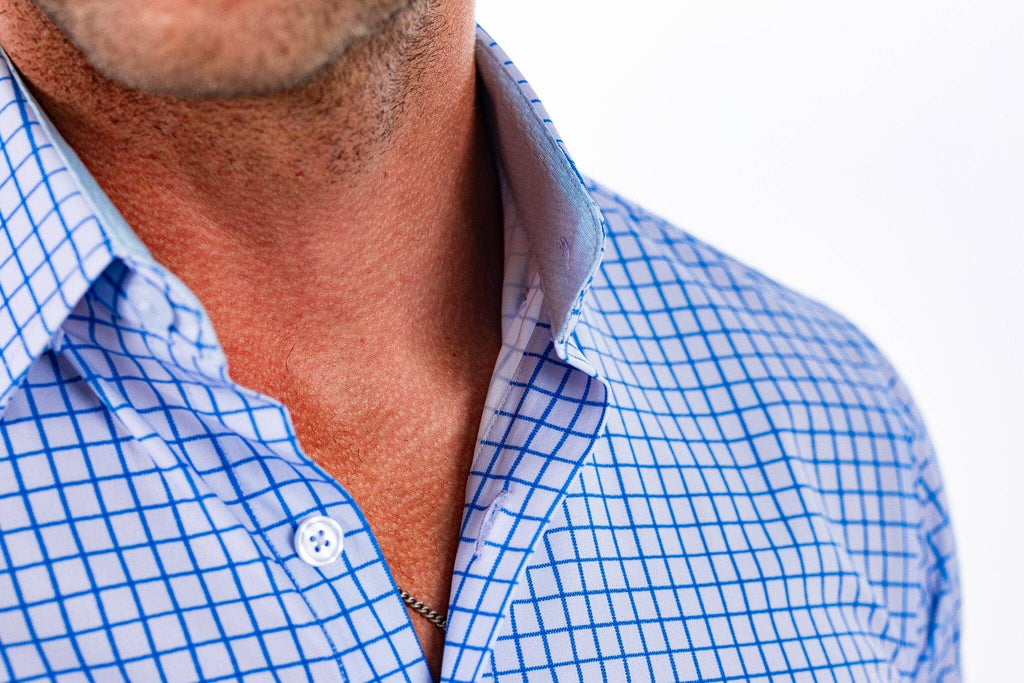 Hustle Sport Shirt - Long Sleeve - Double Blue Mini Grid, view 11