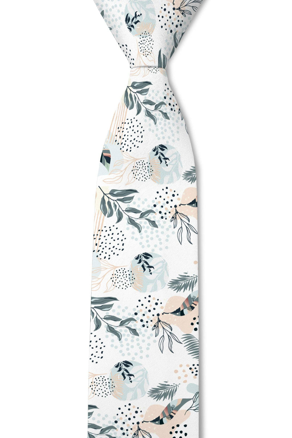 Tie - Eden - White Tropical Abstract Tie