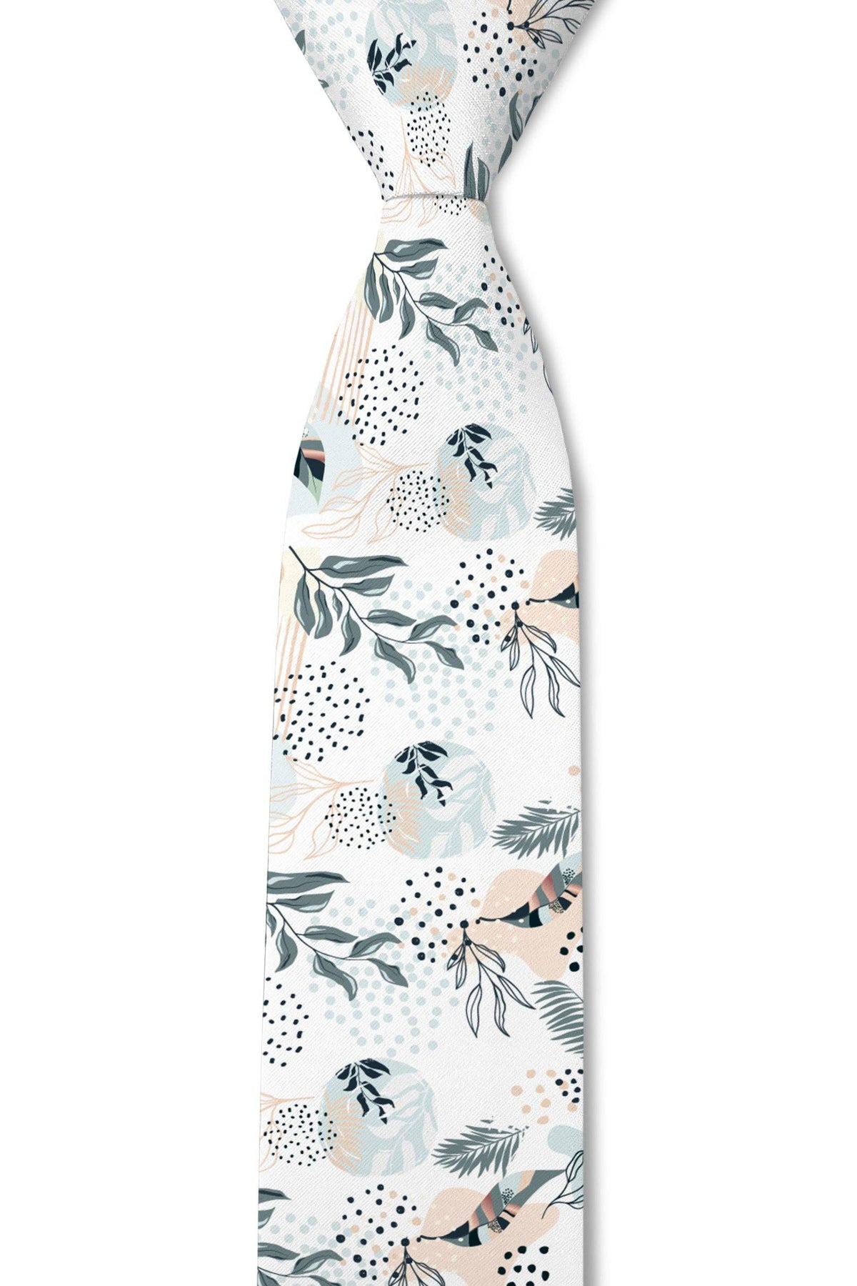 Tie - Eden - White Tropical Abstract Tie