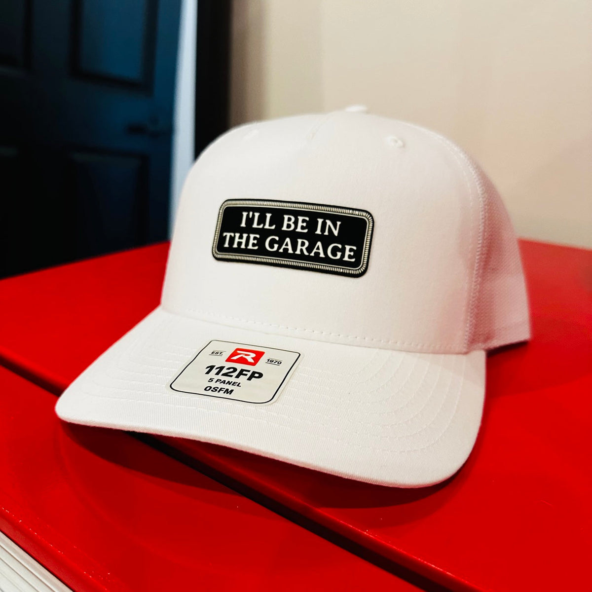 I'll Be In The Garage 5-Panel Hat - White