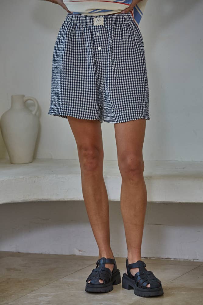 Woven Polyester Gingham Print Gingham Shorts