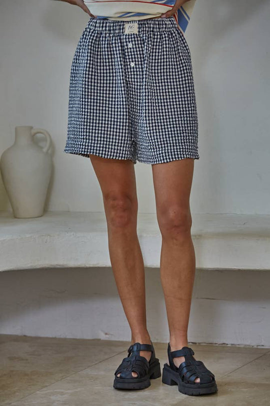 Woven Polyester Gingham Print Gingham Shorts