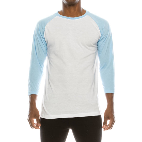Raglan Sleeve Shirt: White/Sky Blue