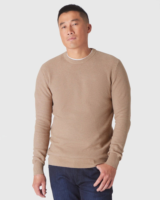 True Classic - Crew Sweater | Heather Camel Pique