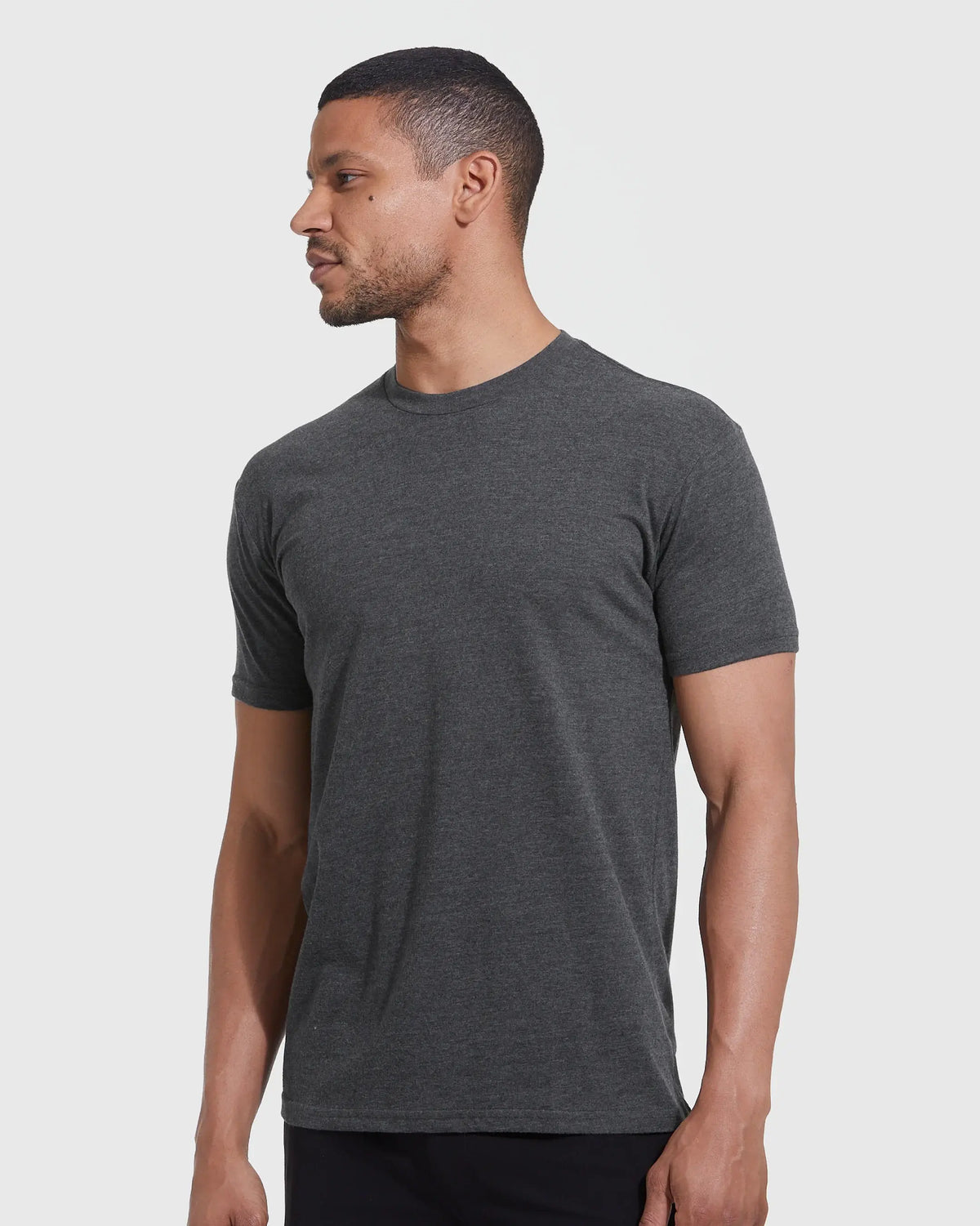 True Classic Premium Fitted Crew Neck T-Shirt - Heather Charcoal Grey, view 3