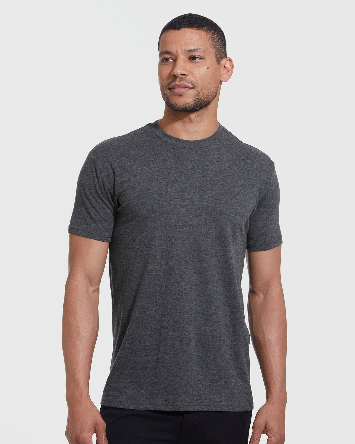 True Classic Premium Fitted Crew Neck T-Shirt - Heather Charcoal Grey