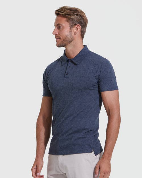Short Sleeve Shirt | Polo | Heather Navy, view 4