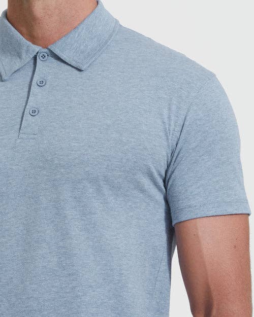 Short Sleeve Shirt | Polo | Heather Indigo, view 3