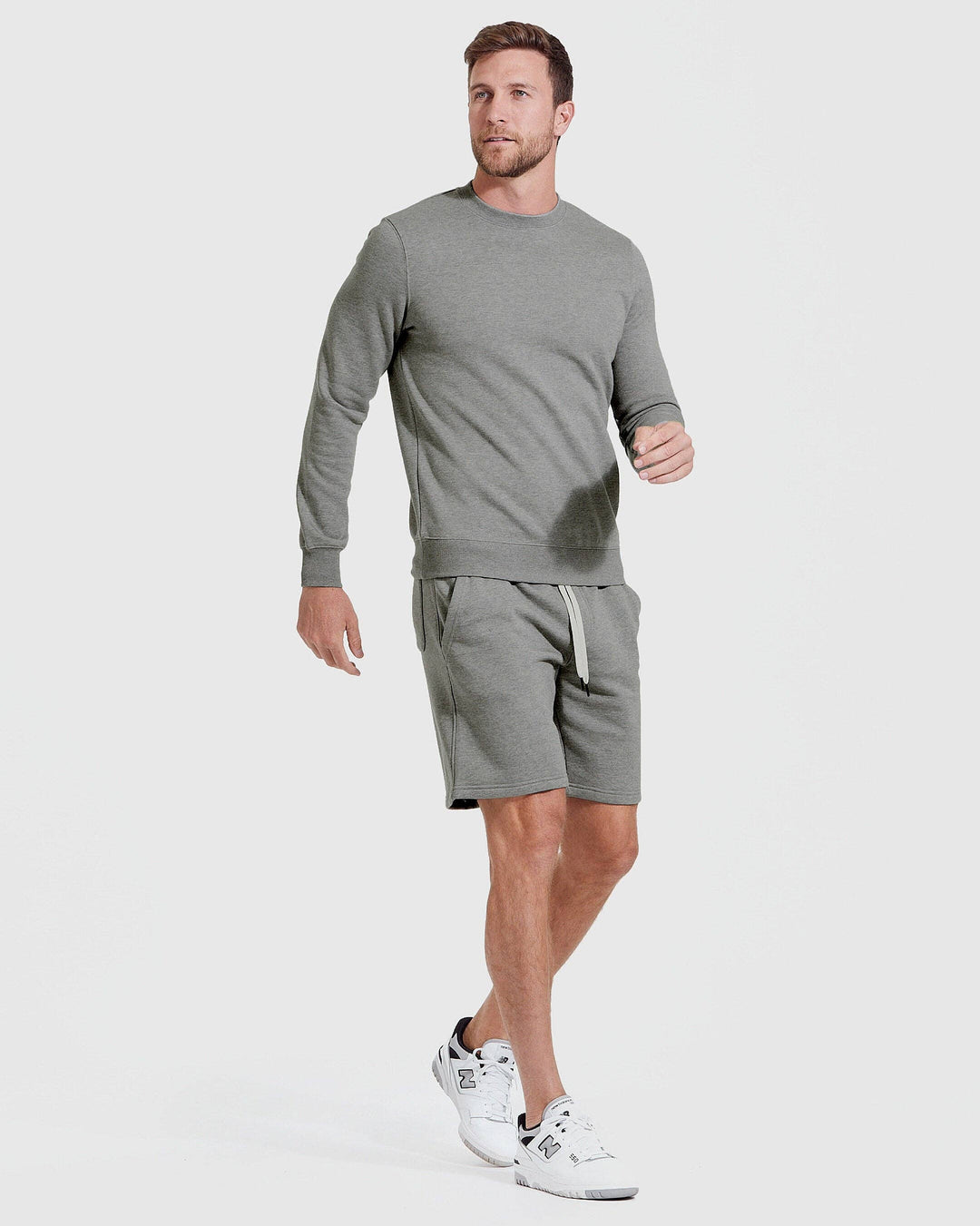 Medium Heather Gray Fleece French Terry Shorts, view 4