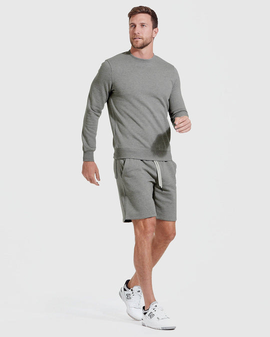 Medium Heather Gray Fleece French Terry Shorts, view 4