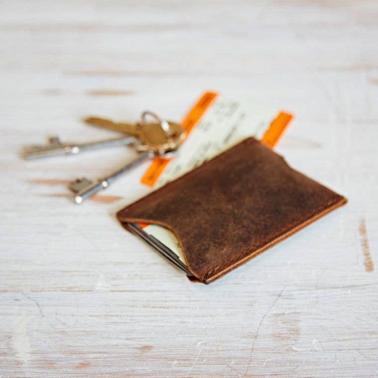 Handmade Buffalo Leather Travel Card Holder, view 3