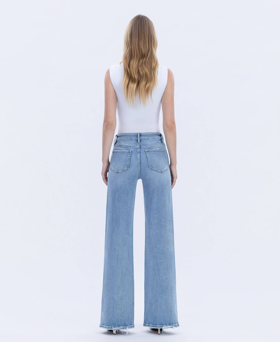 High Rise Full Length Wide Jeans