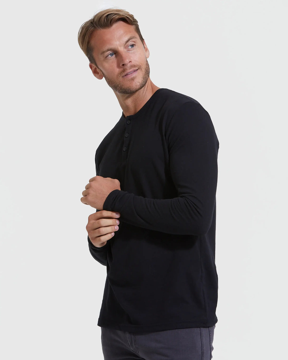 True Classic - Long Sleeve Henley | Black, view 3
