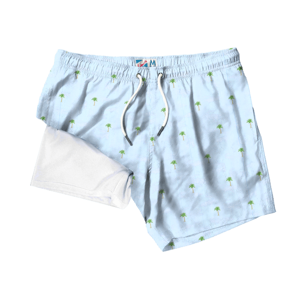 Bermies - Palm Stripes - 6 inch with liner - Rust & Refined