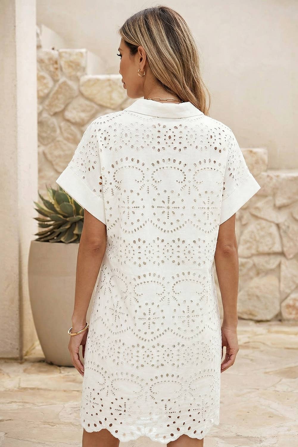 Cotton Embroidered Eylet Dress, view 2