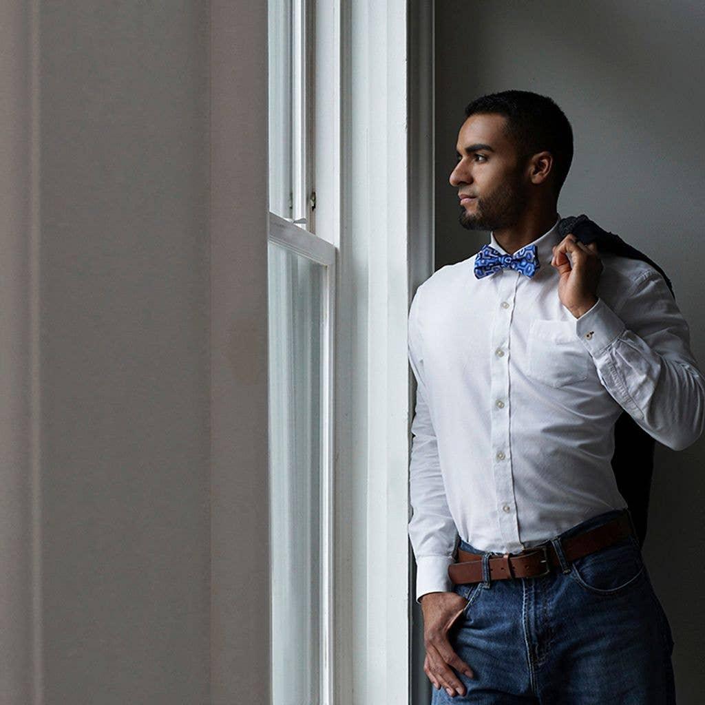 Bourbon Cousins - Bourbon Fest Bow Tie - Royal Blue + Gray - Rust & Refined