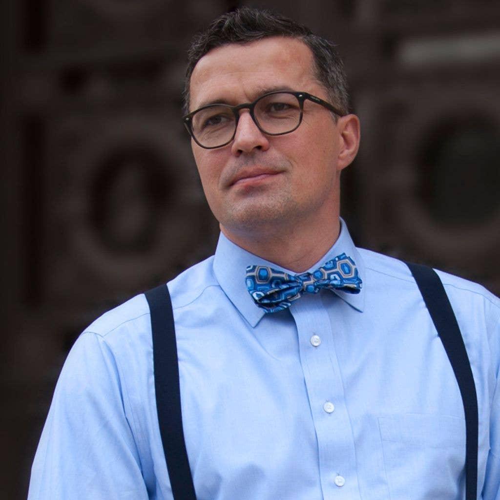 Bourbon Cousins - Bourbon Fest Bow Tie - Royal Blue + Gray - Rust & Refined