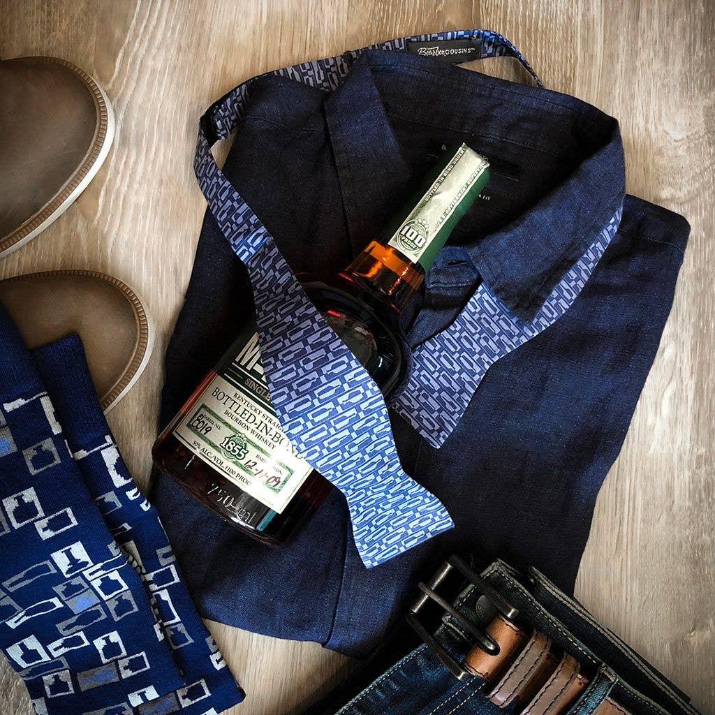 Bourbon Cousins - Bourbon Row Bow Tie - Navy + Chambray Blue - Rust & Refined