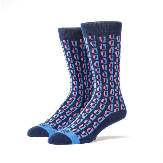 Bourbon Cousins - Bourbon Row Socks - Navy + Pink - Rust & Refined